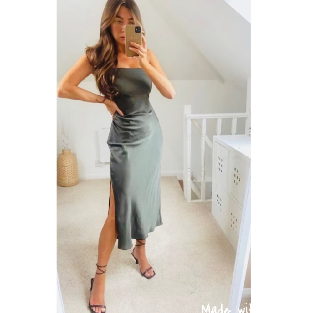 Zara satin effect lingerie style dress NWT bloggers favorite